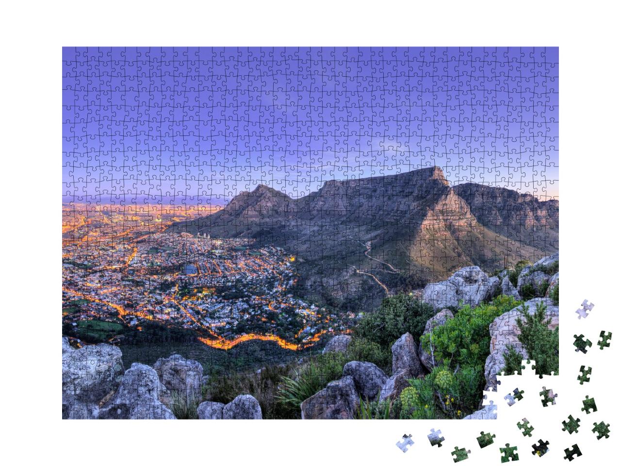 Puzzle 1000 Teile „Schöner Ausblick auf Kapstadt, die Berge und das Meer in Südafrika“