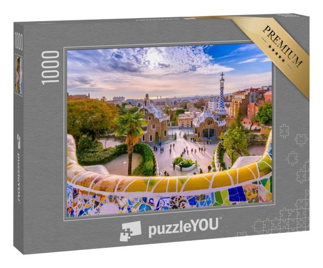 Puzzle 1000 Teile „Blick auf die Stadt vom Park Güell in Barcelona, Spanie“