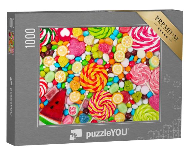 Puzzel 1000 stukjes „Kleurrijke lolly's en ronde snoepjes“