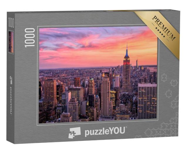 Puzzel 1000 stukjes „New York City met het Empire State Building bij zonsondergang“