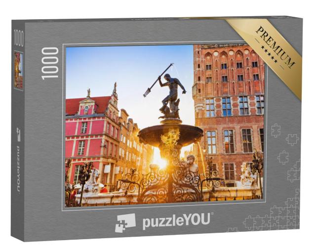 Puzzel 1000 stukjes „Neptunusfontein bij zonsondergang, Gdansk, Polen“