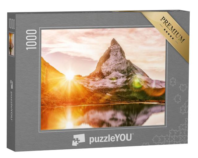 Puzzel 1000 stukjes „Zonsondergang op de Matterhorn boven de Riffelsee, Zwitserland“