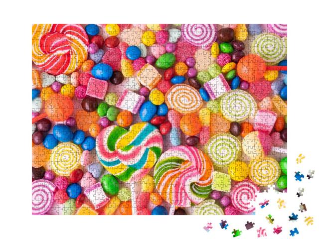 Puzzle 1000 Teile „Lollipops, Bonbons und Smarties in bunten Farben“