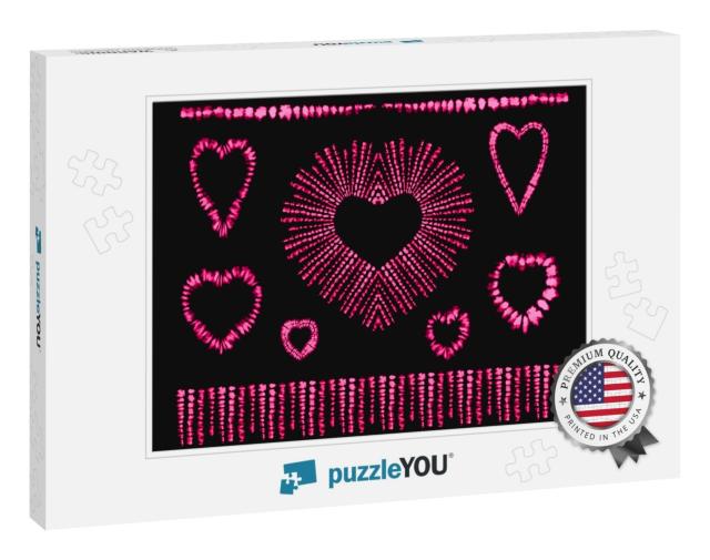 Red Heart Tie Dye. Valentines Day. Art Brushes. Print in... Jigsaw Puzzle