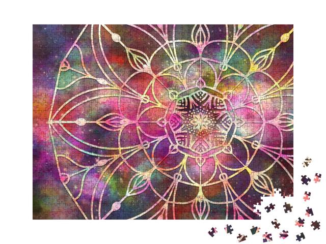 Puzzle 1000 Teile „Digitale Kunst: Mandala mit Sternengalaxie“