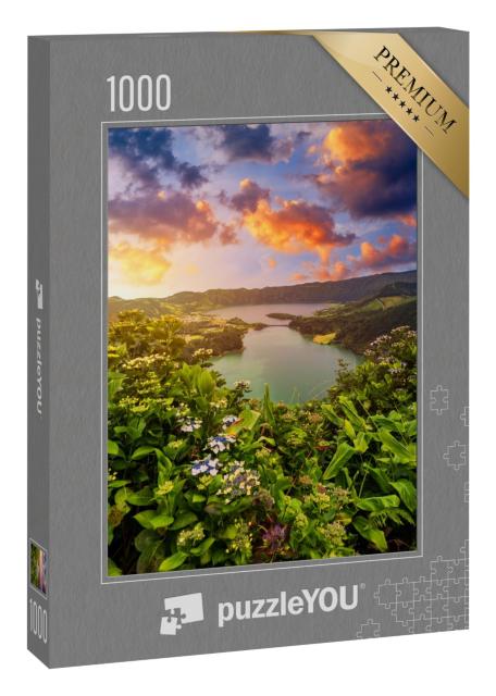 Puzzle 1000 Teile „Lagune der Sieben Städte, São Miguel Insel, Azoren, Portugal“