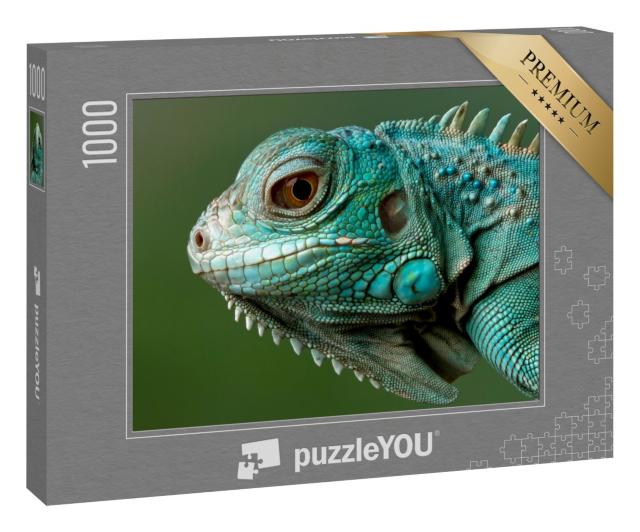 Puzzle 1000 Teile „Blauer Leguan: Nahaufnahme“