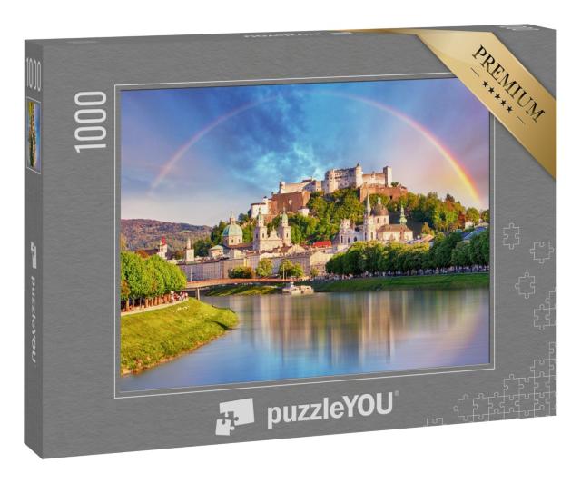 Puzzle 1000 Teile „Regenbogen über der Salzburger Burg, Österreich“