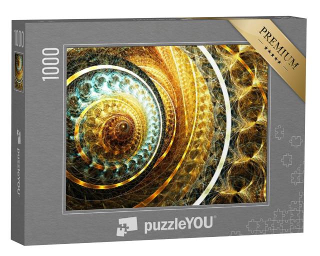 Puzzel 1000 stukjes „Gouden futuristisch uurwerk, illustratie“