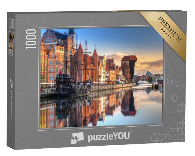 Puzzel 1000 stukjes „Zonsopgang boven Gdansk op de Motlawa, Polen“