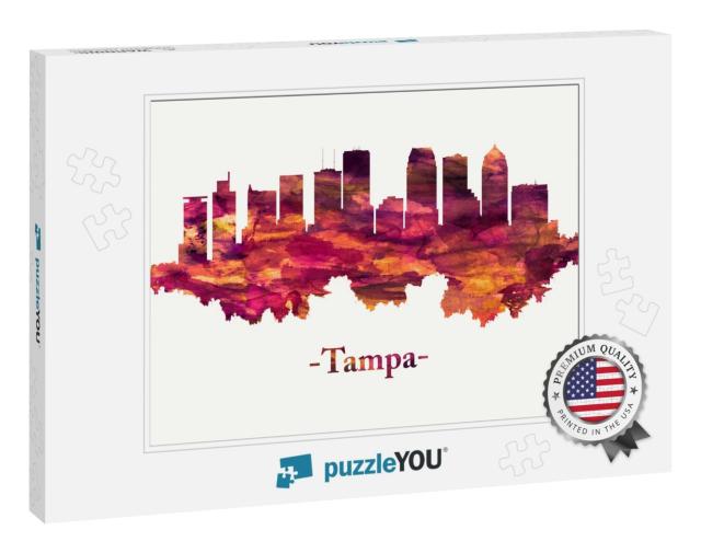 Red Skyline of Tampa, City on Tampa Bay, Along Florida's... Jigsaw Puzzle