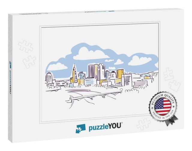 Columbus Ohio USA America Vector Sketch City Illustration... Jigsaw Puzzle