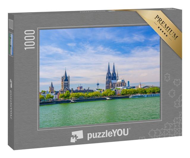 Puzzle 1000 Teile „Stadtzentrum mit Kölner Dom St. Peter am Rheinufer, Deutschland“