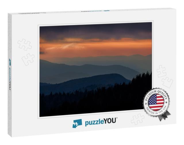 Sunset from Clingmans Dome in Great Smoky Mountains Natio... Jigsaw Puzzle