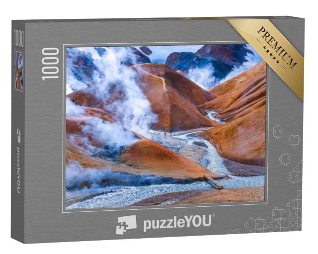 Puzzel 1000 stukjes „Landschap bij Kerlingafjoll, een rookveld in IJsland“