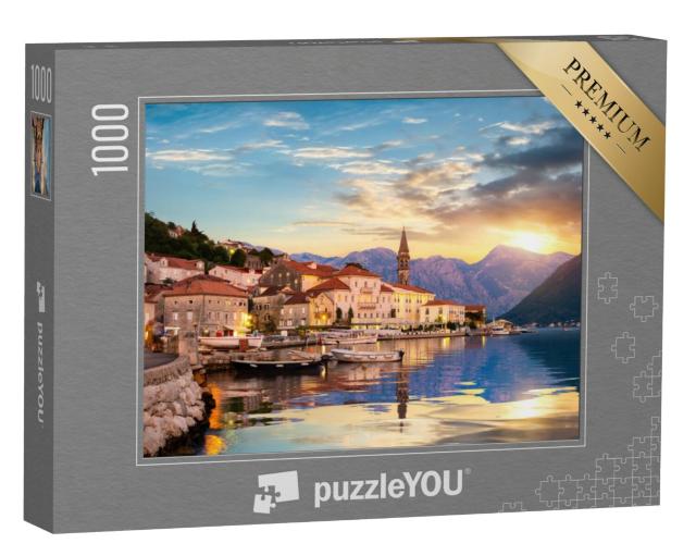 Puzzel 1000 stukjes „Avond in Perast in de Baai van Kotor, Montenegro“