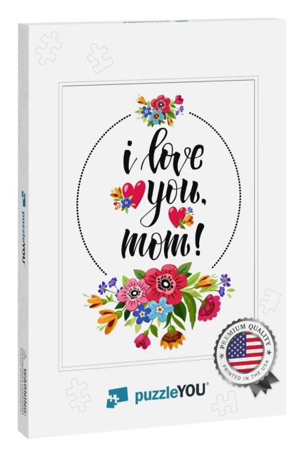 Happy Mothers Day Greeting Card. Elegant Lettering... Jigsaw Puzzle